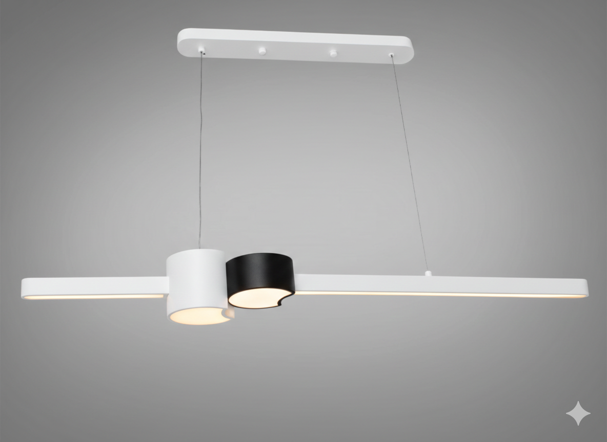 Люстра над столом LED TM334B/800WH для современной кухни, дневное освещение, минимализм, эффект уюта, городской интерьер, Киев.