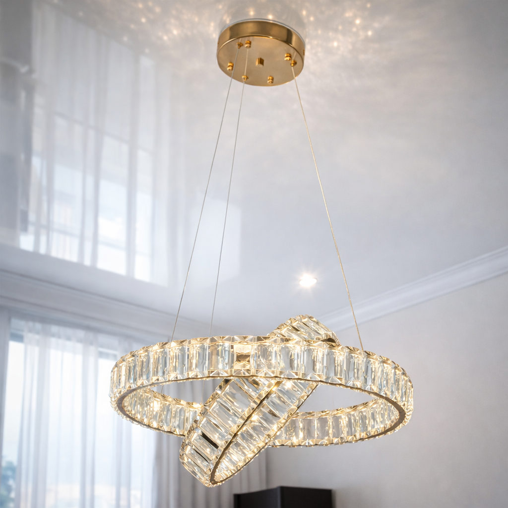 Современная хрустальная люстра D8886/300-2B G, золотистый металл и стекло, центральное размещение, освещение гостиной или спальни, Київ, уютная атмосфера с роскошным свечением