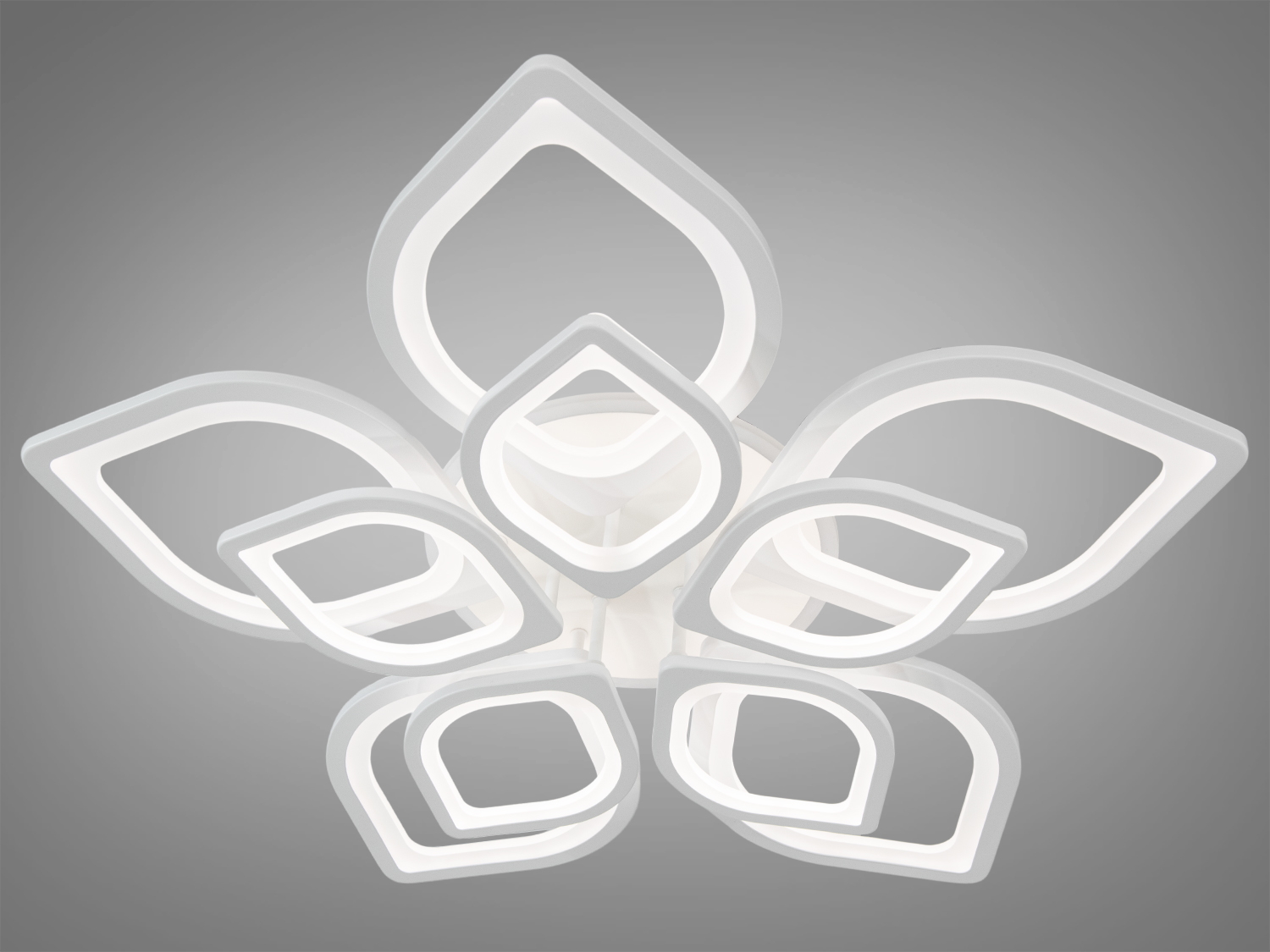 Люстра потолочная светодиодная 8073/5+5WH 3color, современный дизайн в интерьере квартиры. Эффектное освещение для уютных вечеров в Одессе, акриловые лепестки создают мягкую атмосферу.