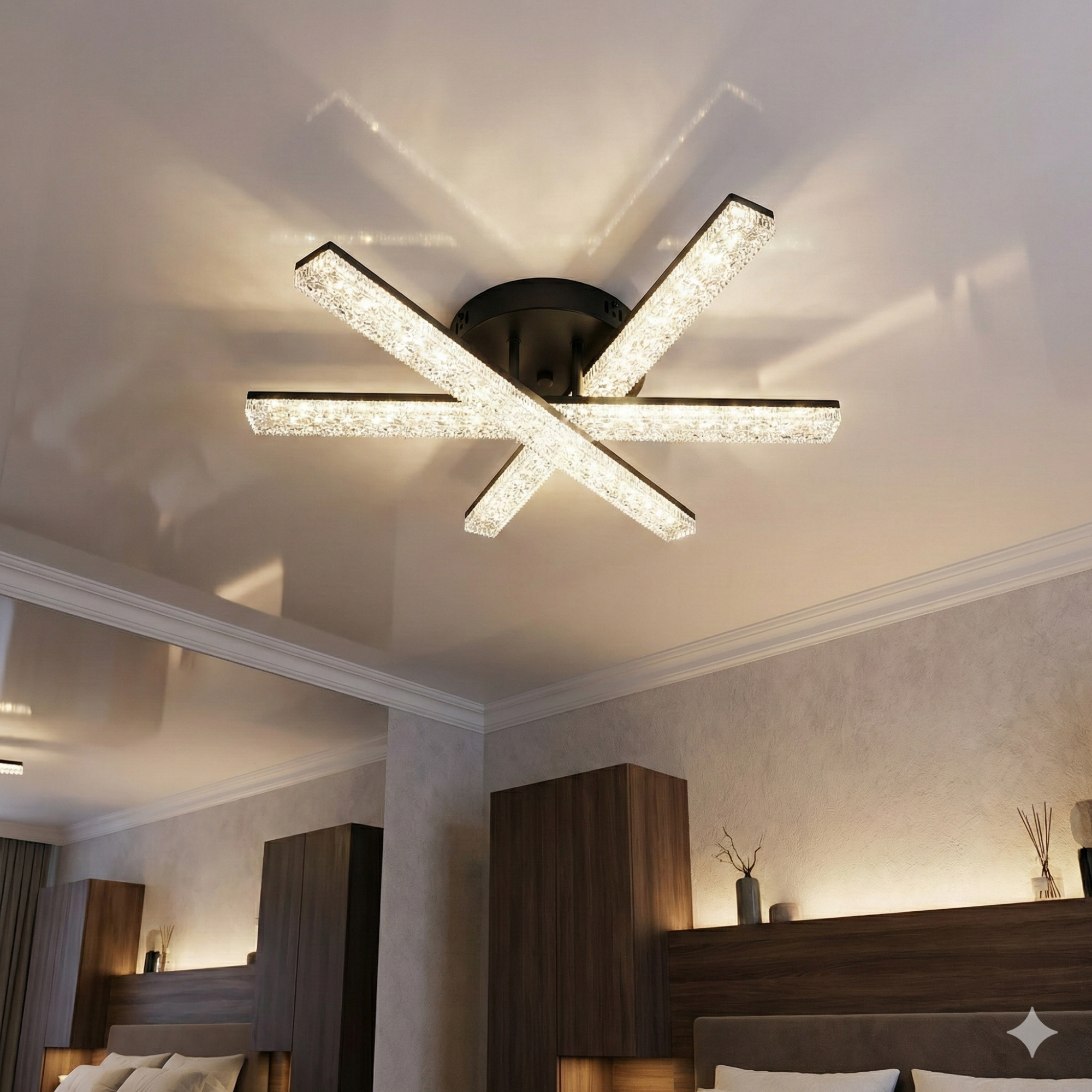 Лед люстра линейного дизайна SX818/3BK Diasha, современный черный потолочный светильник, уютная атмосфера, освещение в стиле хай-тек, для гостиной, Винница.